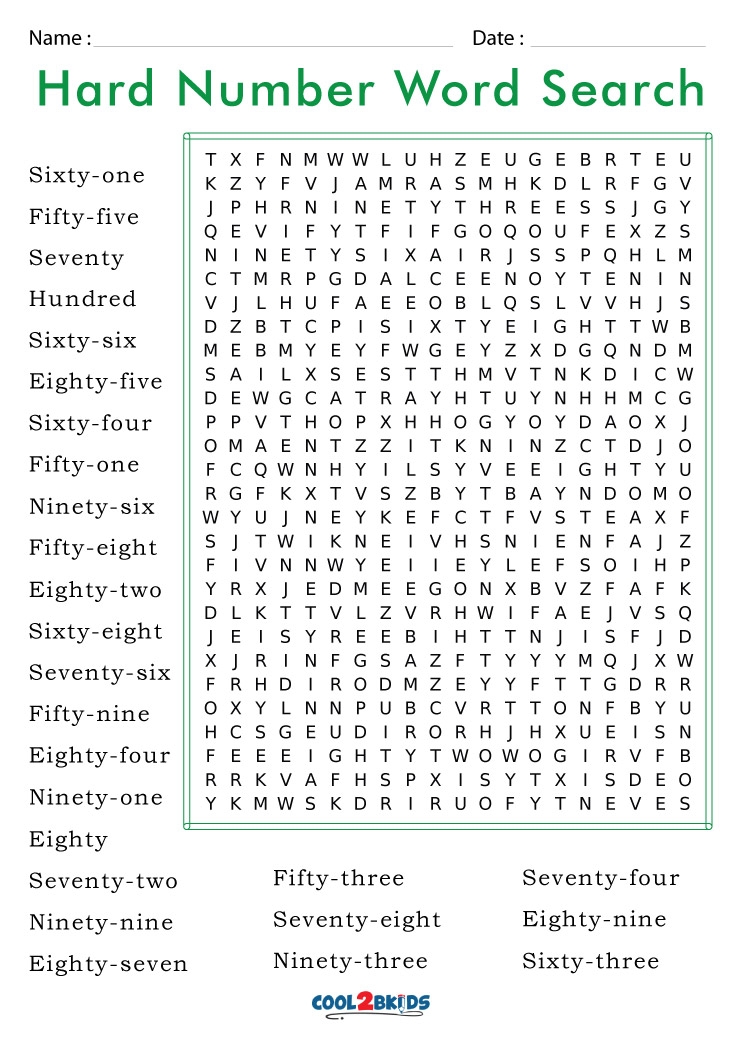 Word Search Puzzles Printable Hard