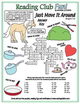 Wordplay Anagrams Crossword Puzzle By Reading Club Fun TpT