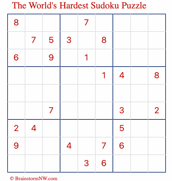 World 39 s Hardest Sudoku Puzzle