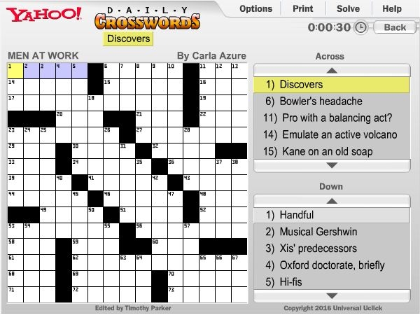 Yahoo Daily Crossword Puzzle Play Our Daily Crossword Puzzles Online 
