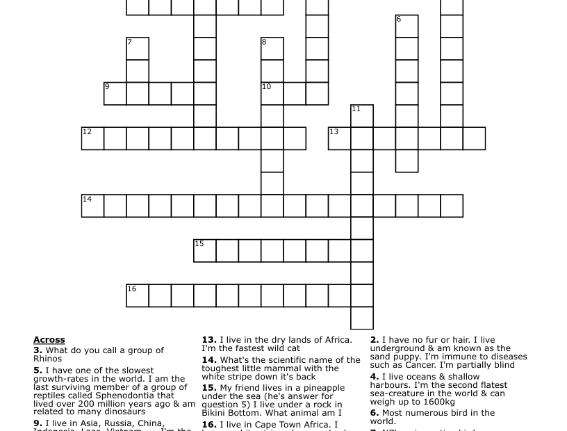 10 12 Yr Old Crossword WordMint