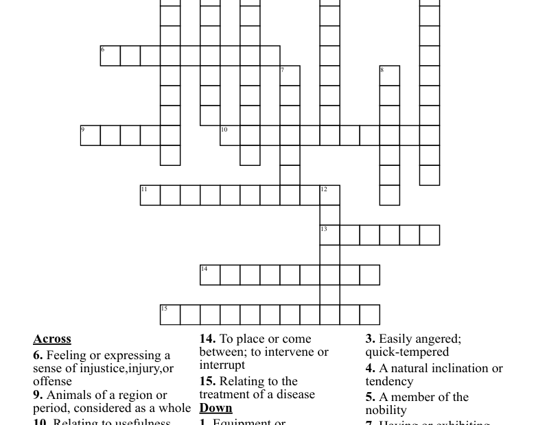 15 Word Puzzle Crossword WordMint