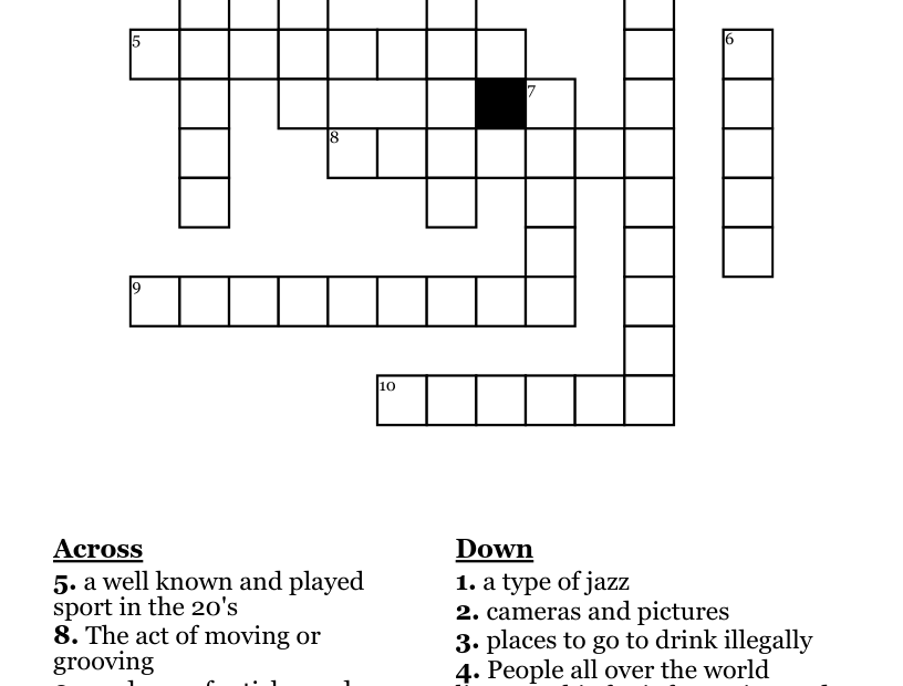 1920 s Pastimes And Entertainment Crossword WordMint