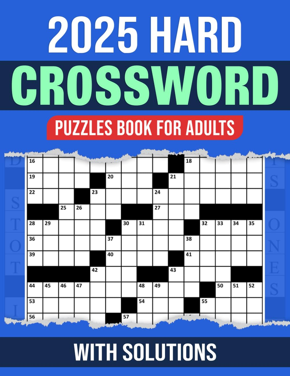 2025 Hard Crossword Puzzles Book For Adults With Solutions Challenge Your Mind