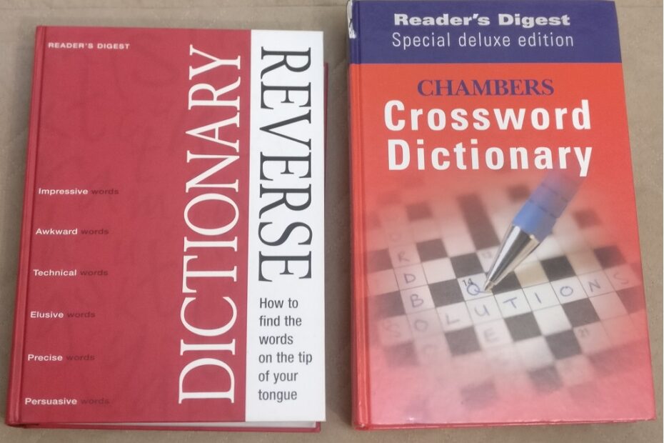 2x Readers Digest Books Crossword Helper And Reverse Dictionary