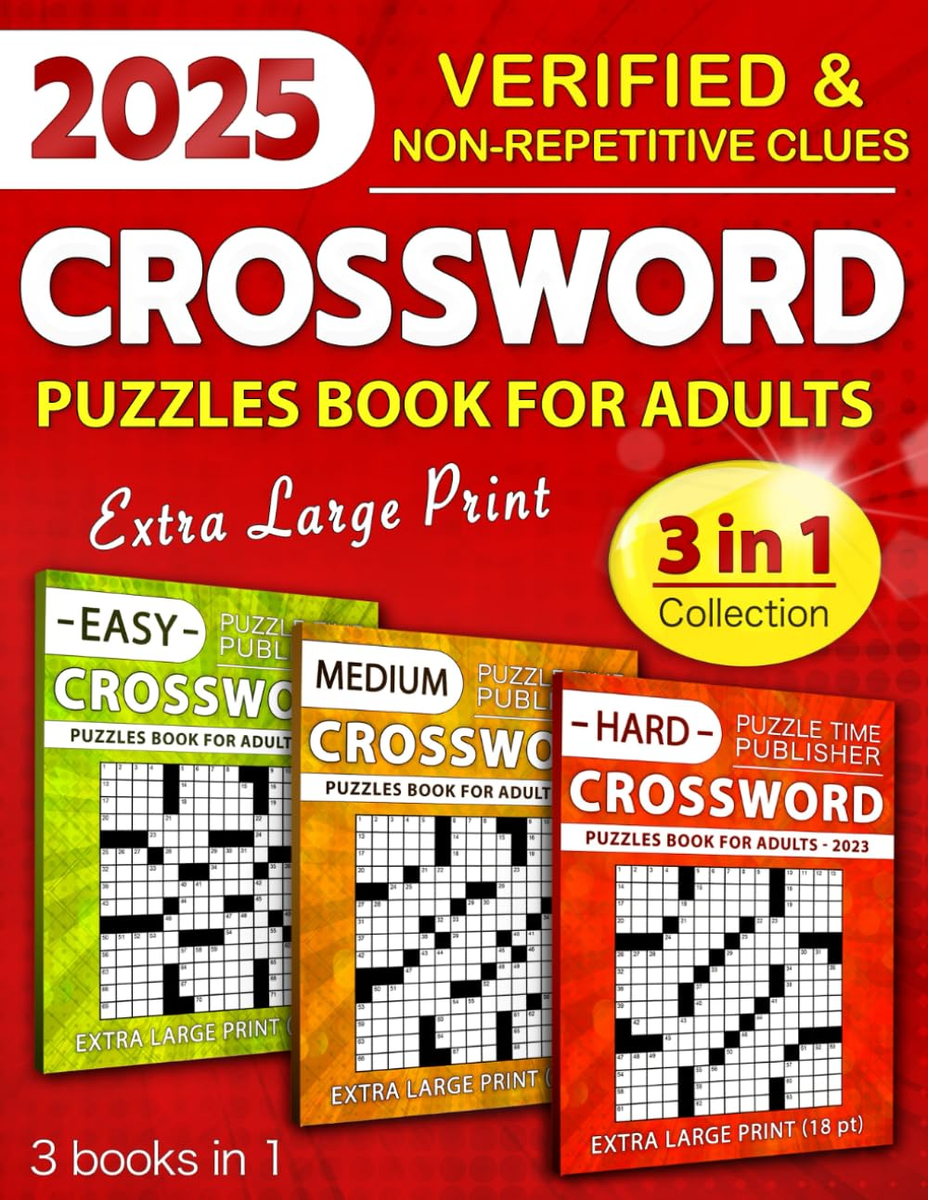 3 In 1 Collection Crossword Puzzles Book For Adults Eye Friendly 