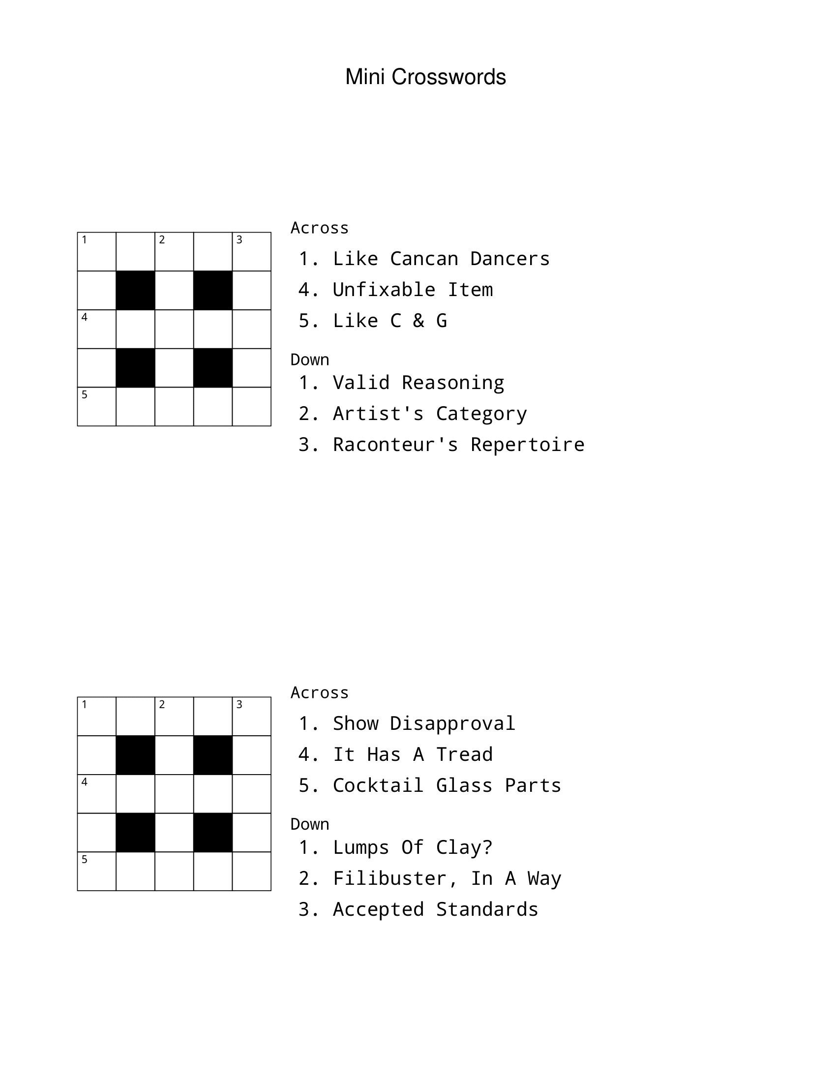 40 Fun 5x5 Mini Crossword Puzzles Word Games Mini Puzzle Games Crossword Challenge Word Puzzles