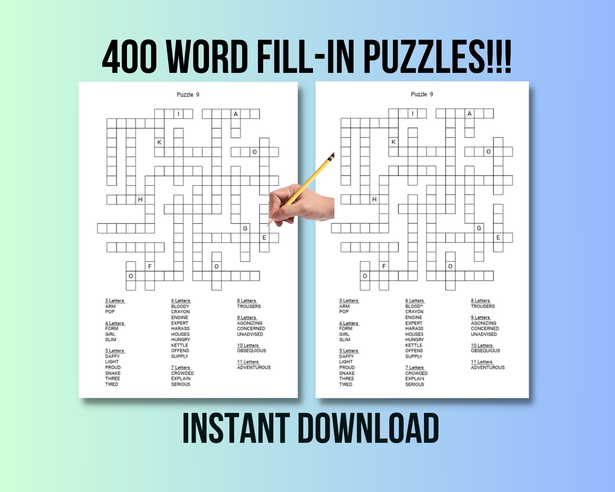 400 Printable Word Fill in Puzzles For Adults Large Print 