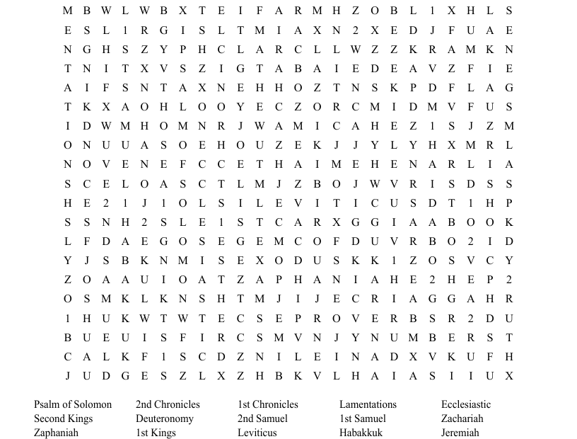 66 Books Of The Bible Crossword WordMint
