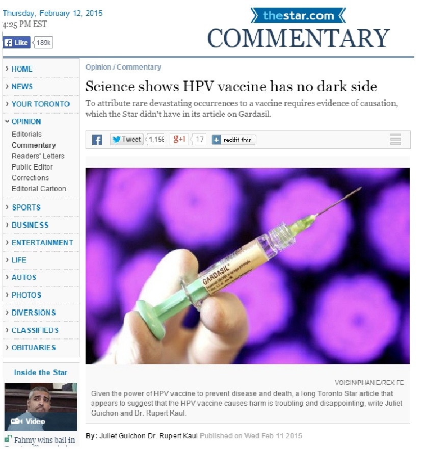 7 Questions The Toronto Star Must Answer About Their Gardasil 