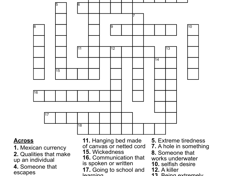 ACROSS AND DOWN Crossword WordMint