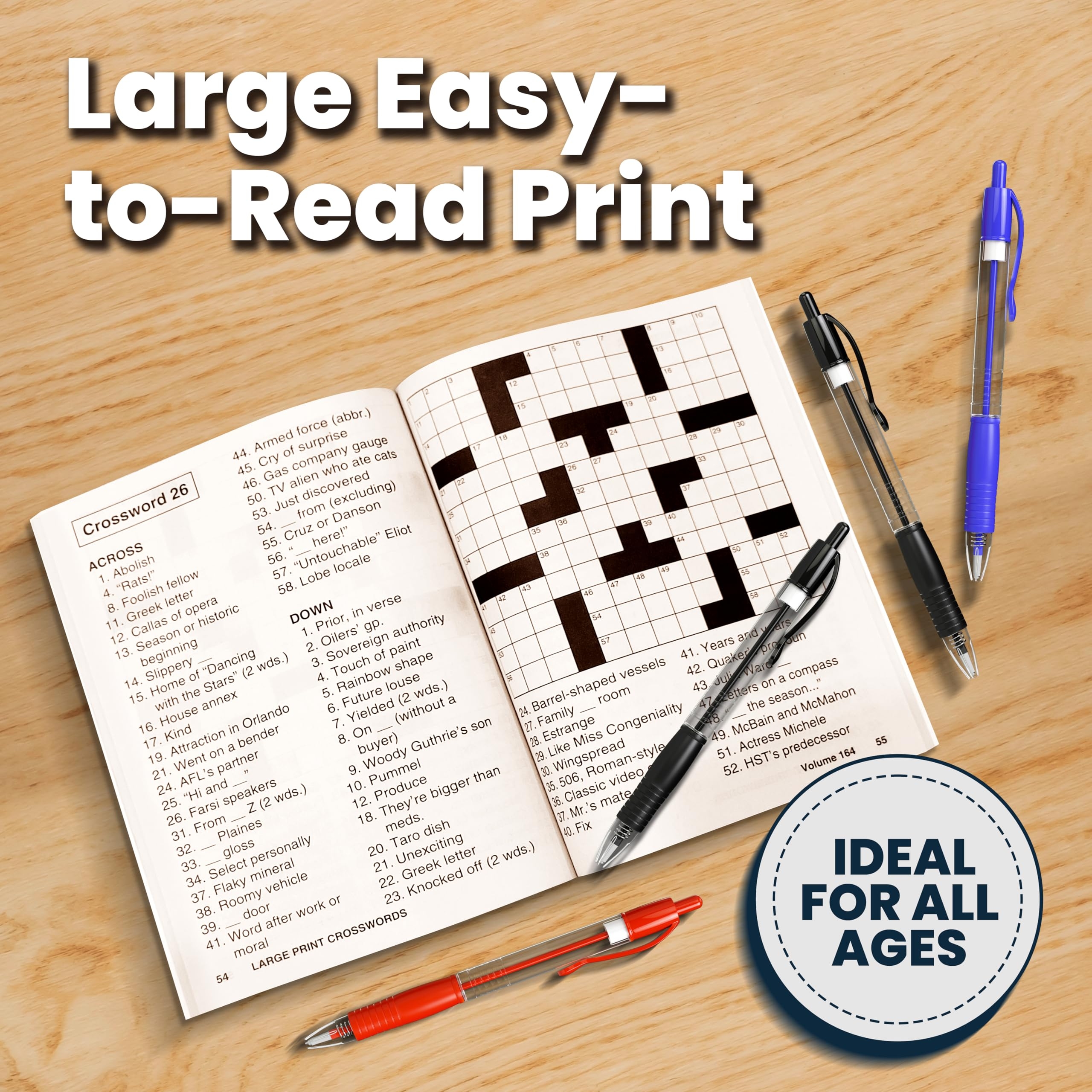 Amazon 10 Pack Large Print Crossword Puzzles For Seniors Plus 2 Fill In Puzzle Books And 4 Pens Big Bold Easy to Read Perfect Brain Stimulation Elderly Games For Retirement Hospital Activities 8 X 10 