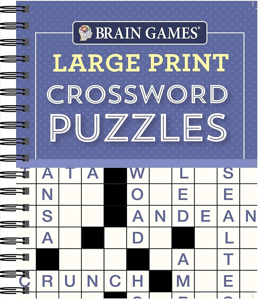 Amazon Brain Games Large Print Crossword Puzzles Purple 