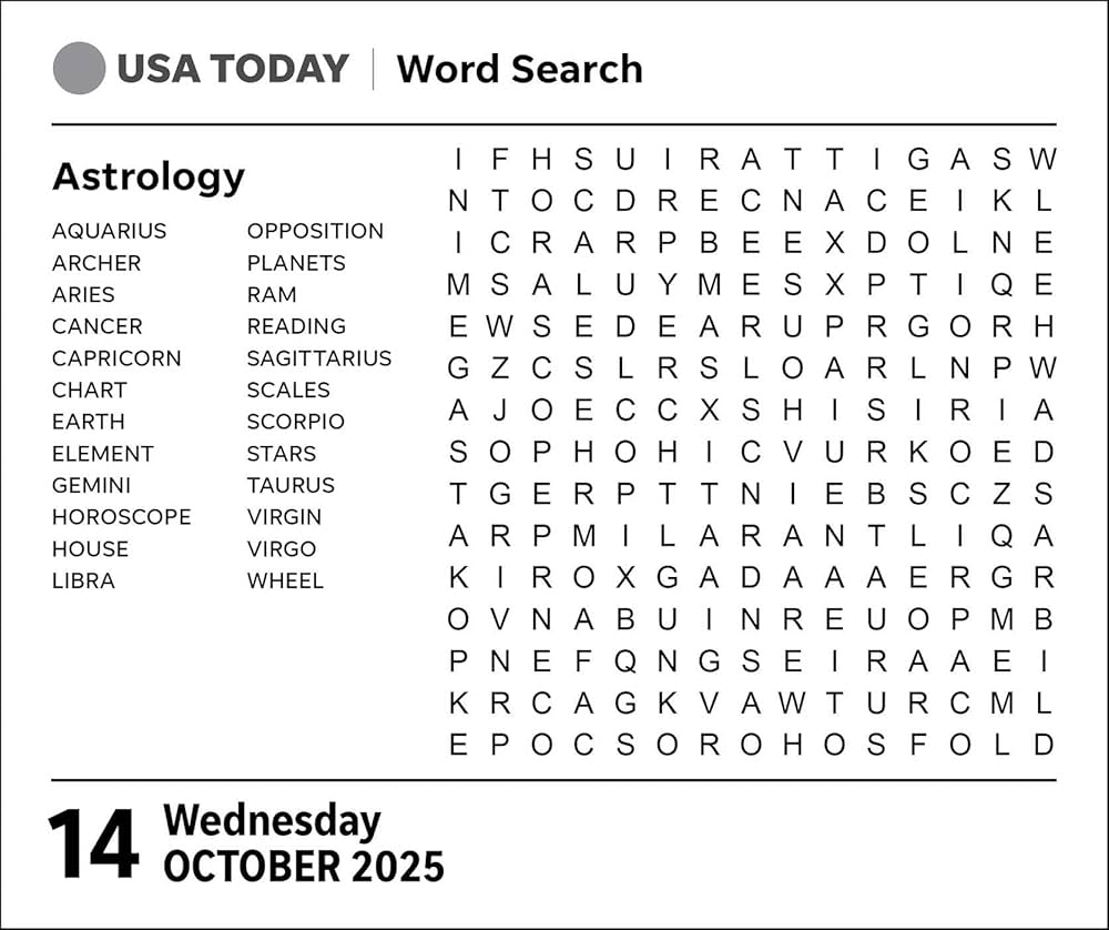 Amazon USA TODAY Word Search 2025 Day to Day Calendar 
