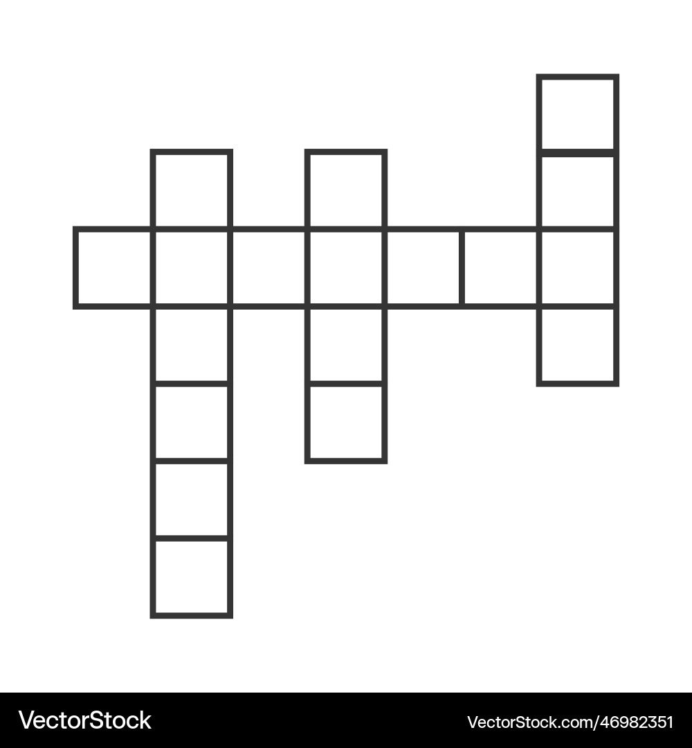 An Empty Grid Template For A 4 word Crossword Vector Image