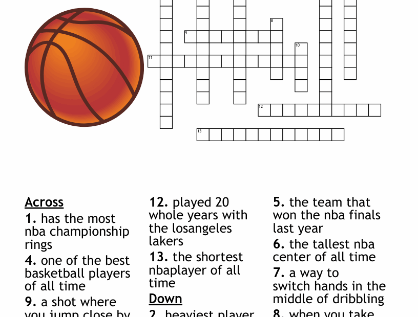 Basketball Crossword WordMint