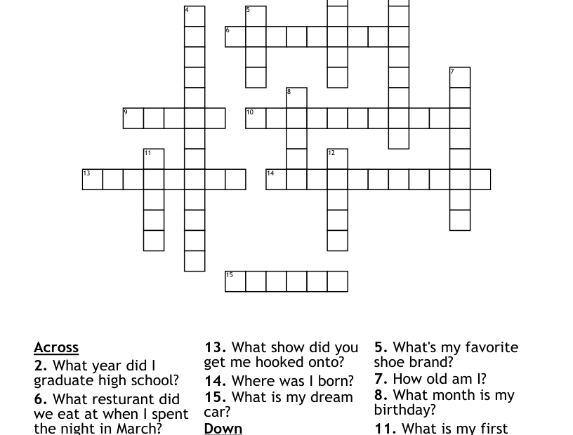 BEST CROSSWORD PUZZLE YOU LL EVER DO IT S ABOUT MYSELF GOOD LUCK p WordMint