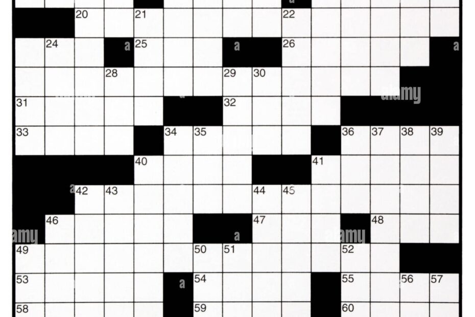 Blank Crossword Puzzle Grid With Numbers Stock Photo Alamy