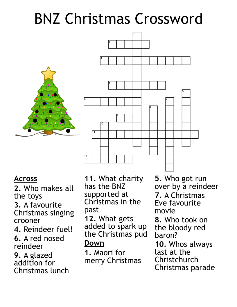 BNZ Christmas Crossword WordMint