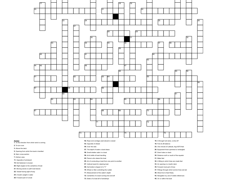 Boat Basics Crossword WordMint