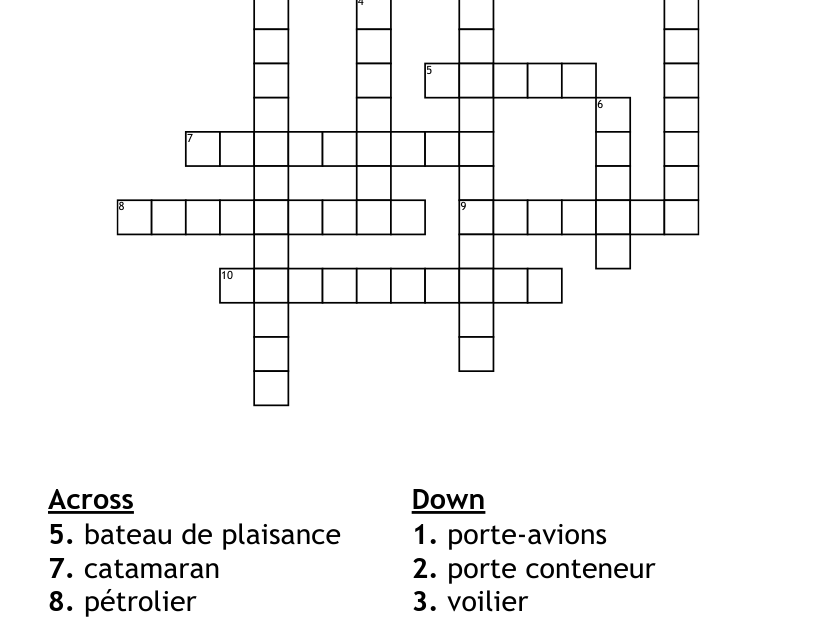 Boats Crossword WordMint