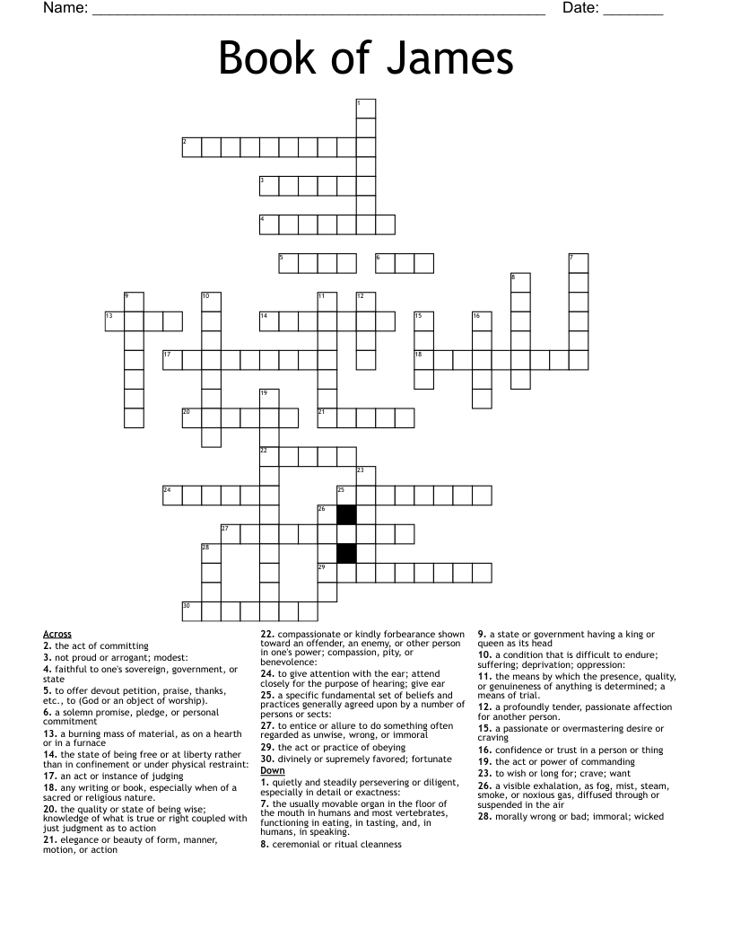 Book Of James Crossword WordMint