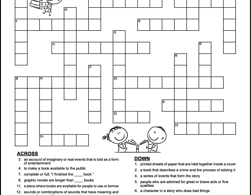 Book Themed Crossword Puzzle For Kids Tree Valley Academy