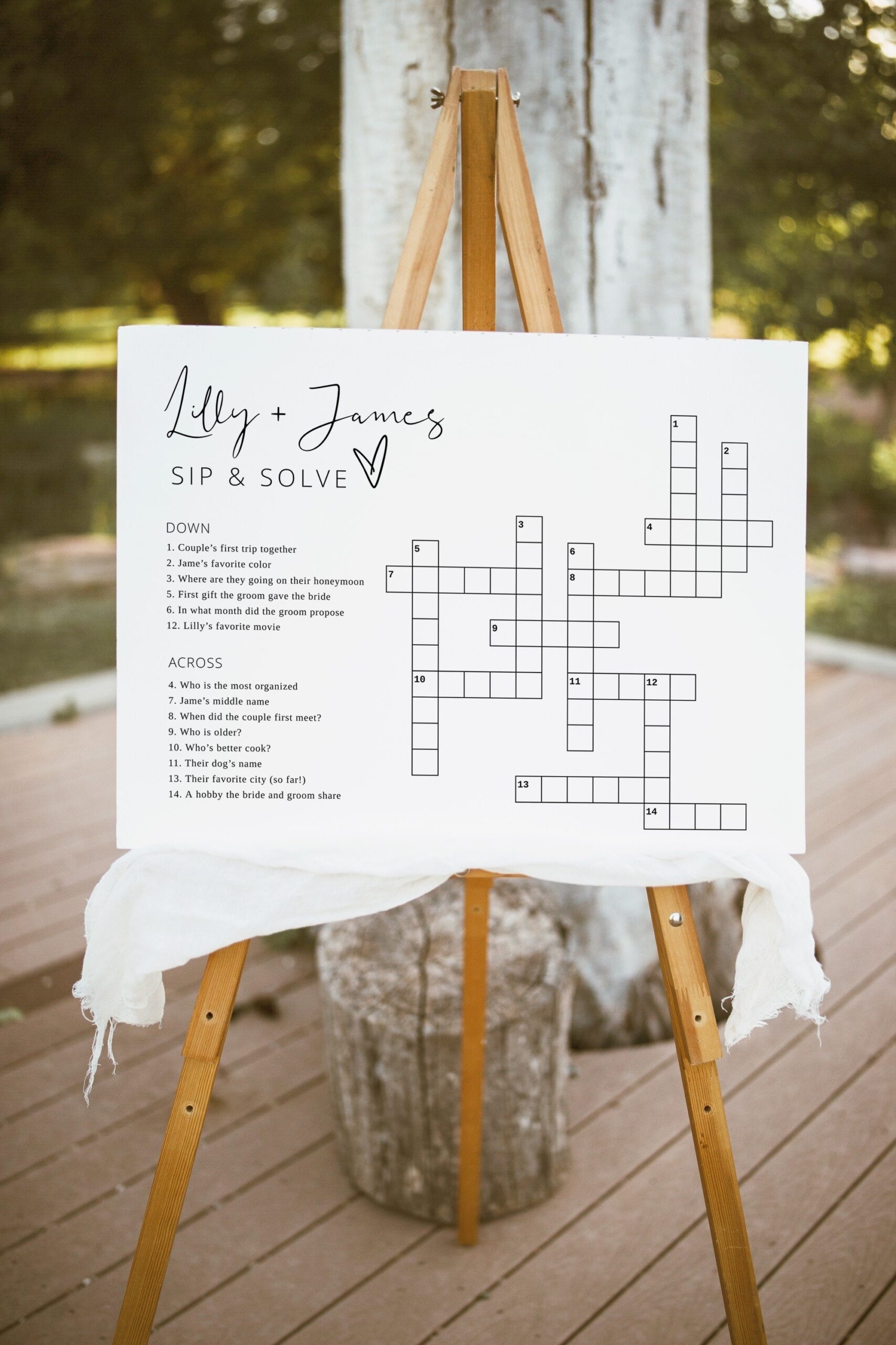 Bridal Shower Crossword Puzzle Game Etsy