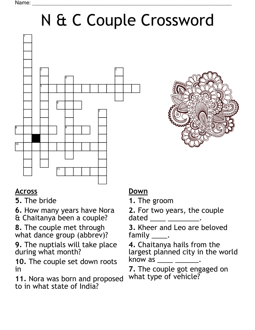 Bridal Shower Crossword WordMint