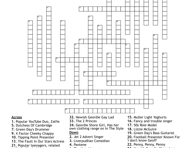 Celebrities Crossword WordMint