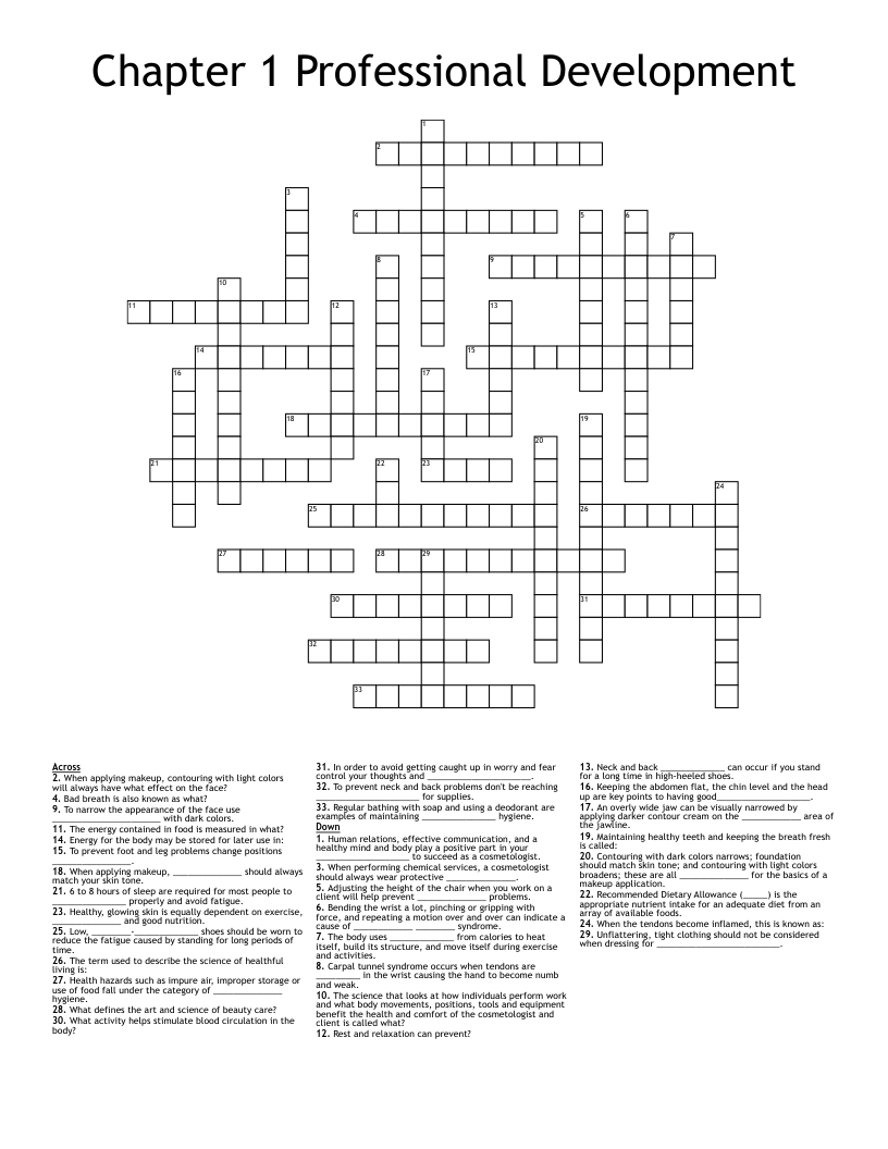Chapter 1 Professional Development Crossword WordMint