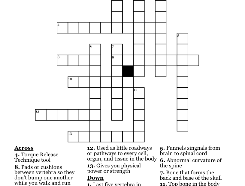 Chiropractic Crossword Puzzle WordMint