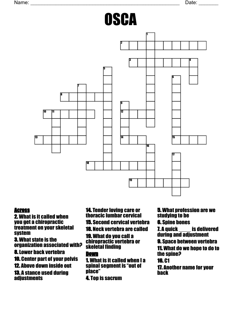 Chiropractic Crossword WordMint