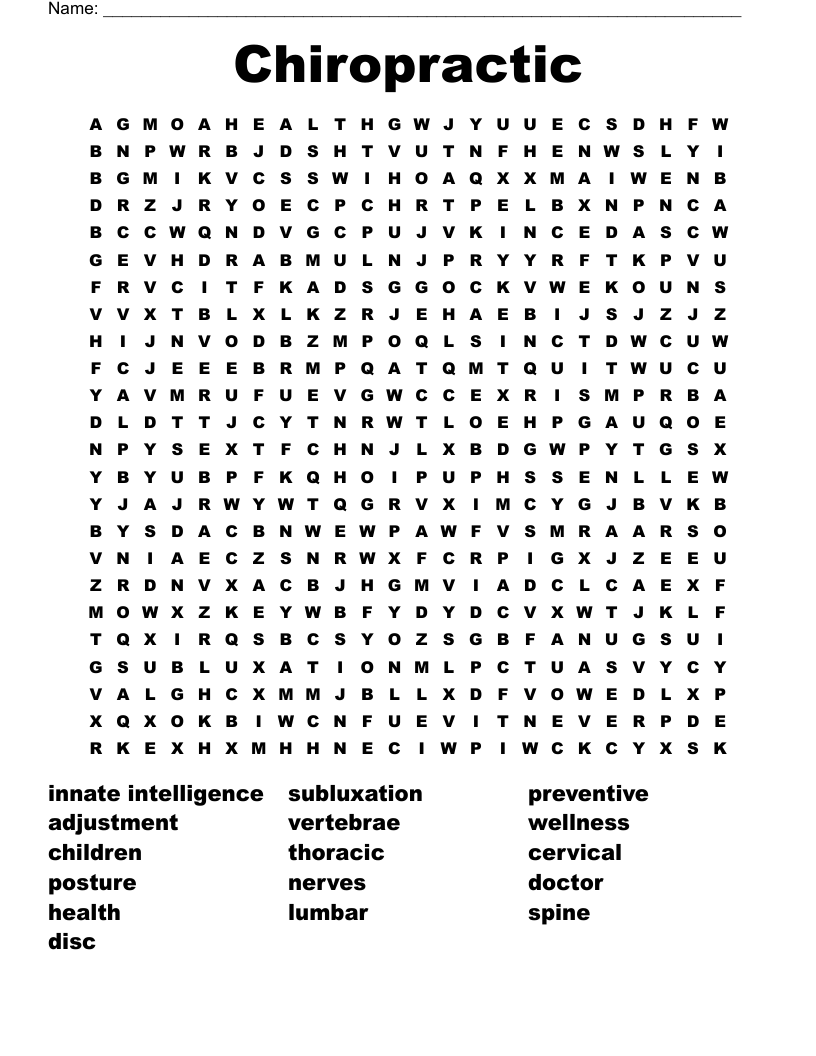 Chiropractic Crossword WordMint