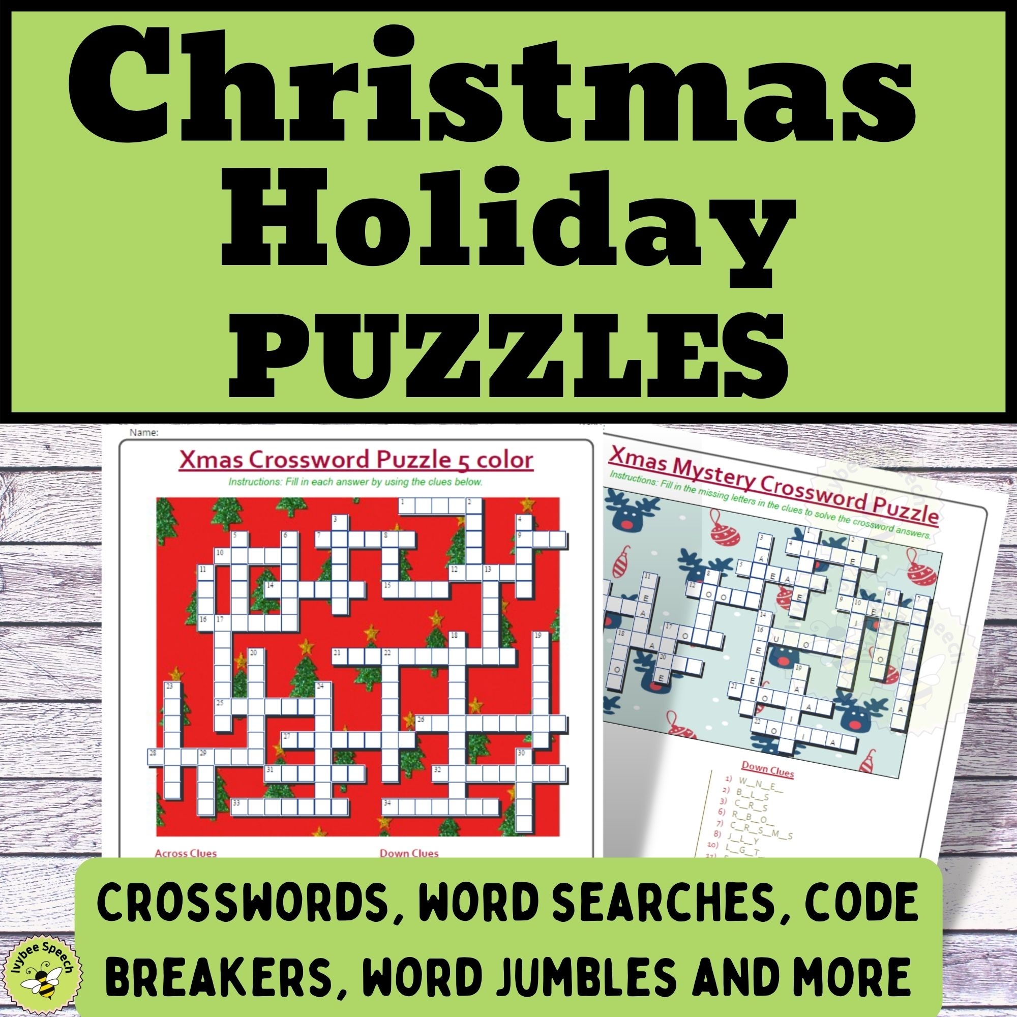 Christmas Holiday Puzzles Crosswords Codebreakers Jumbles Word 