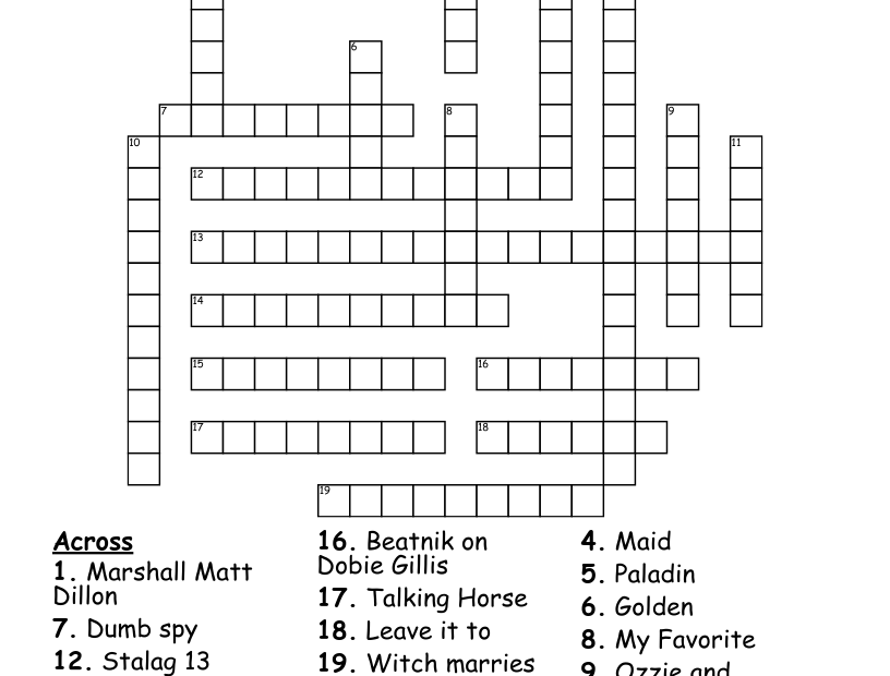 Classic TV Shows Crossword WordMint