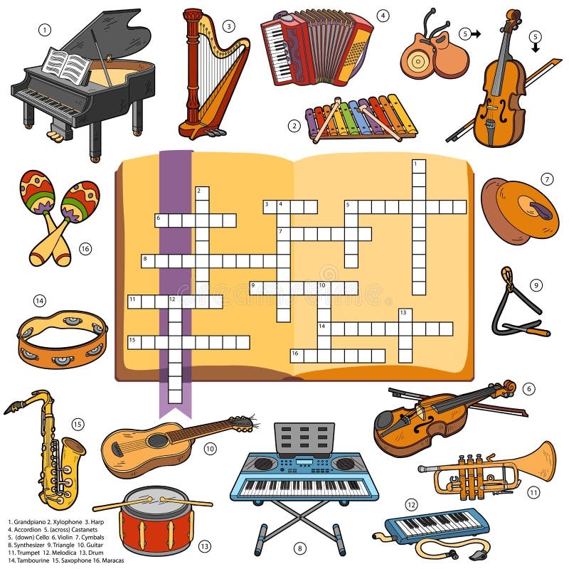 Color Crossword Game For Children About Music Instruments Stock Vector Illustration Of Instruments Keyword 61808935