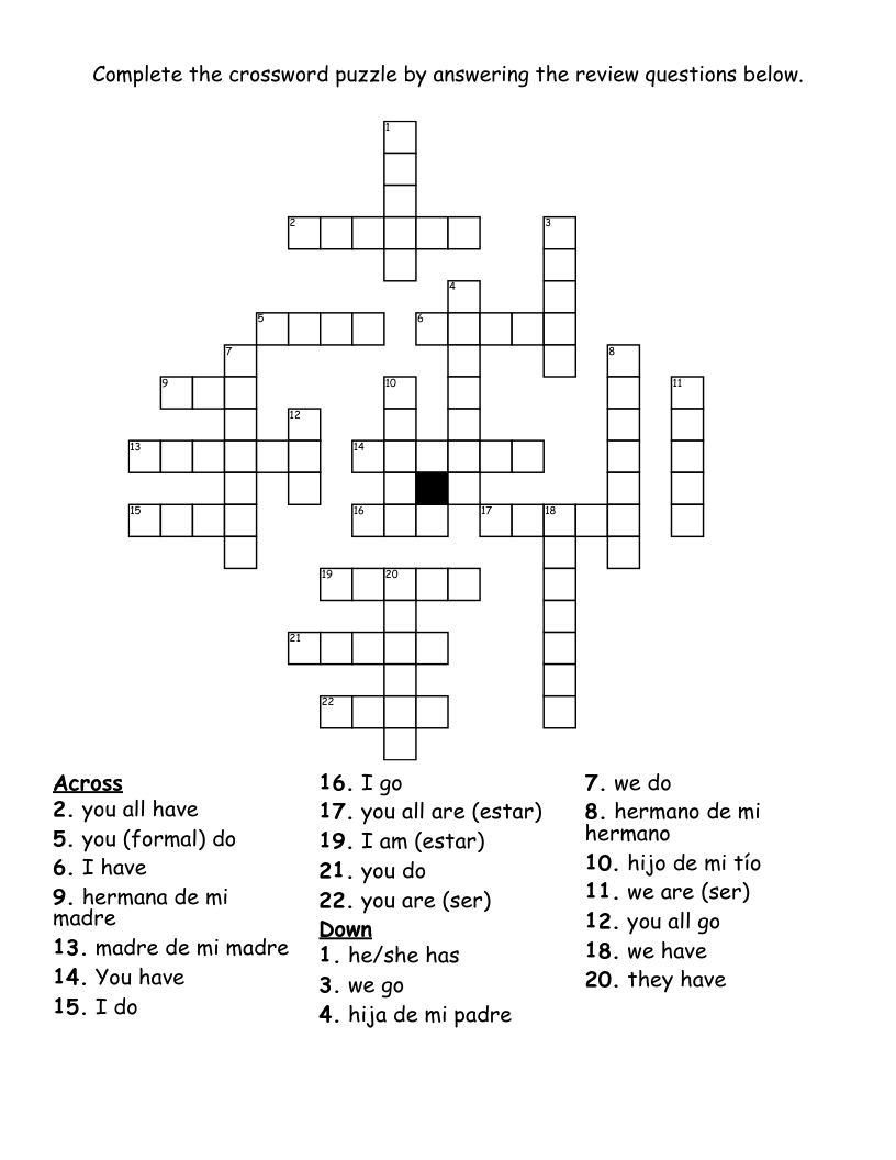 Complete The Crossword Puzzle By Answering The Review Questions 