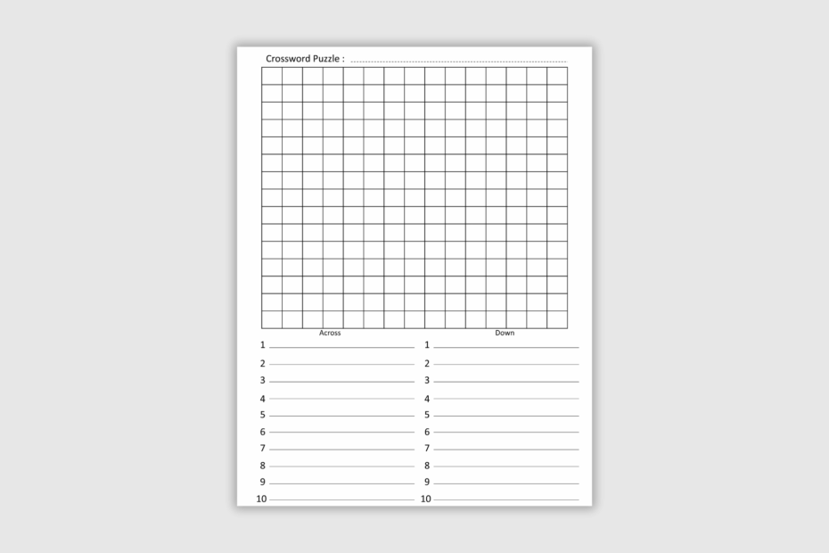 Crossword Puzzle Blank Template Create Your Own Puzzles Easily Printable 365