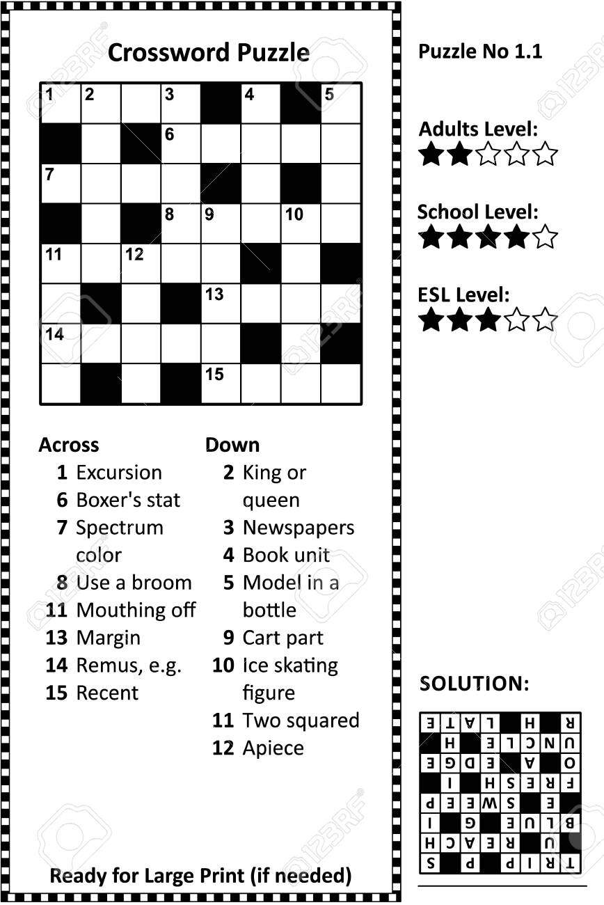 Crossword Puzzle Grid Clues And Solution Classic Quick Family 
