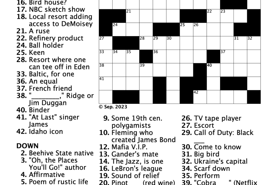 Crossword Puzzle Last Resort THE OGDENITE