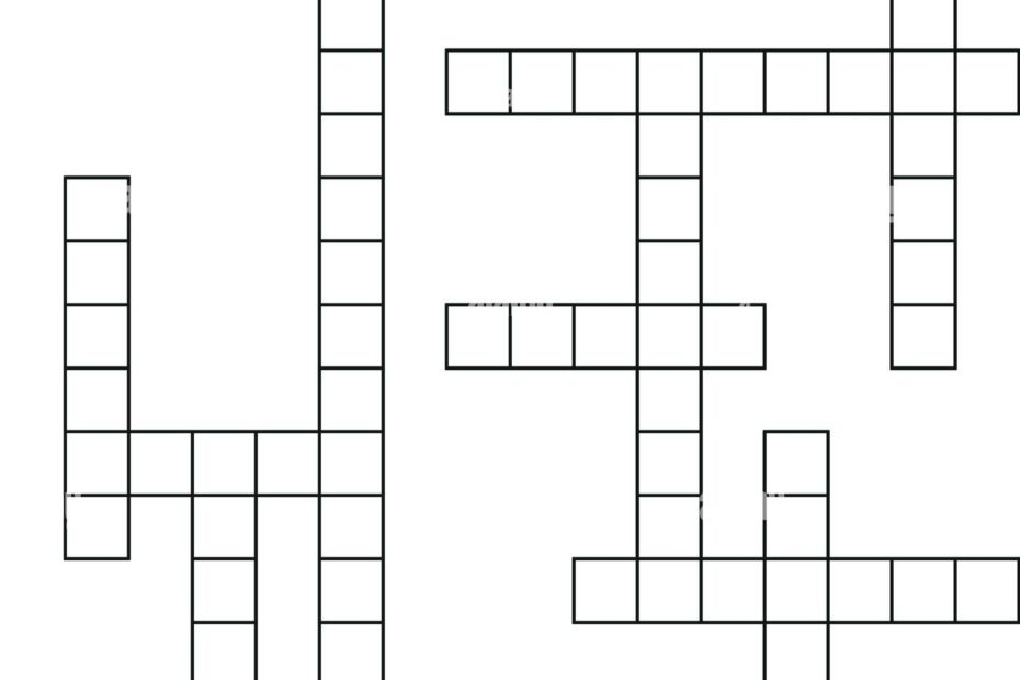 Crossword Puzzle Template With Blank Word Grid Pattern For