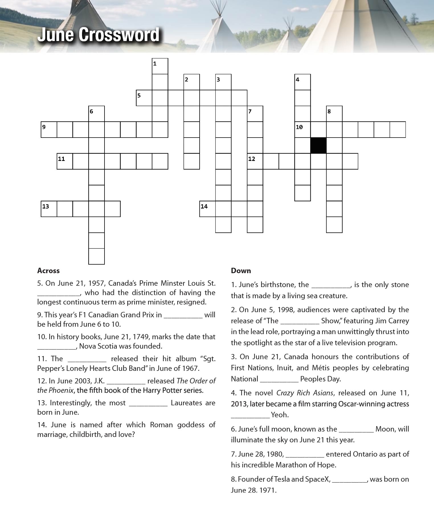 Crossword Puzzle U0026 Answer Key June 2024 MyCalgary