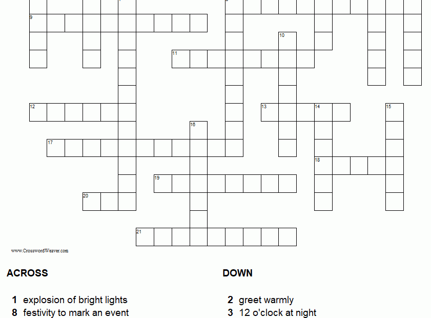 Crosswords printable New Year Level 4 Learn English Today