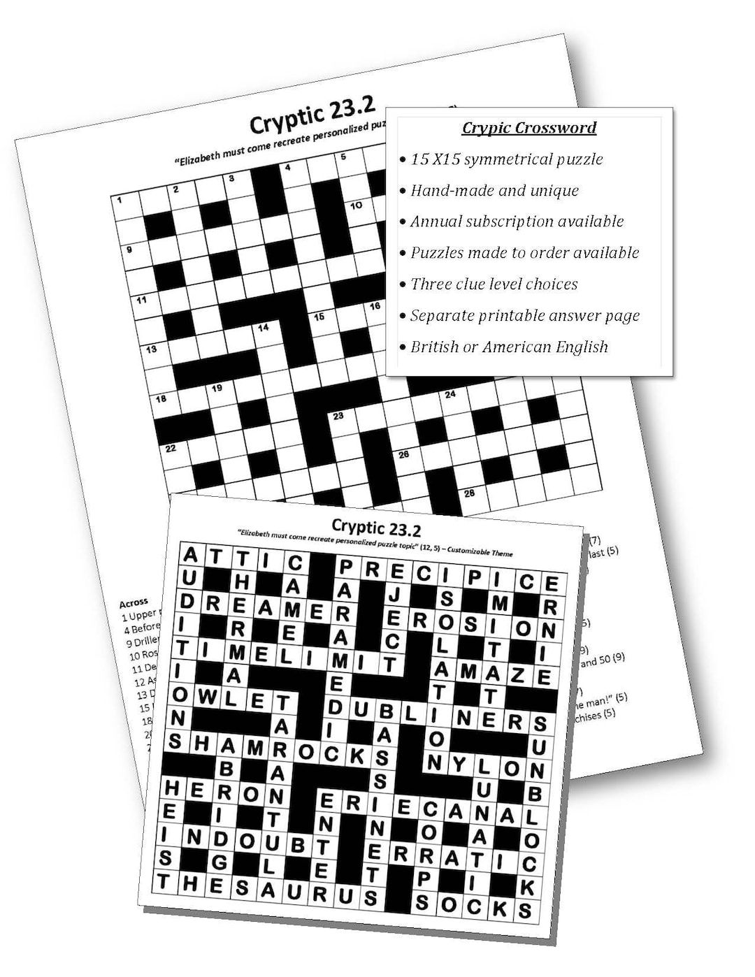 Cryptic Crossword Etsy