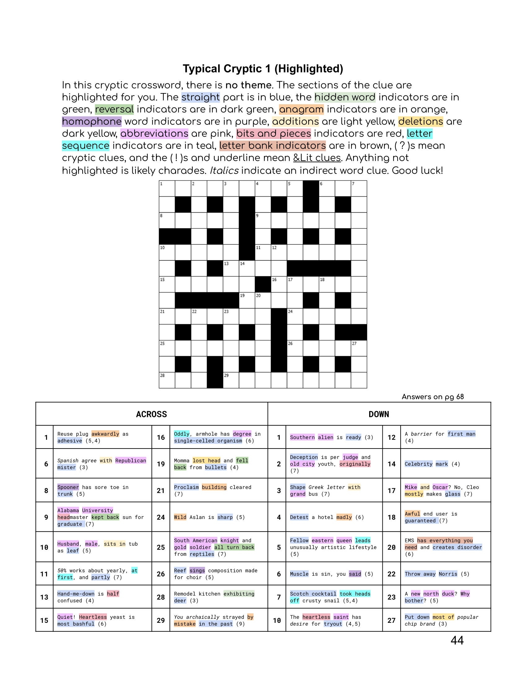Cryptic Crosswords For Beginners Ebook How To Play Guided Step by step Walkthrough Hidden Word Clues Anagrams Homophones U0026 More Etsy Australia
