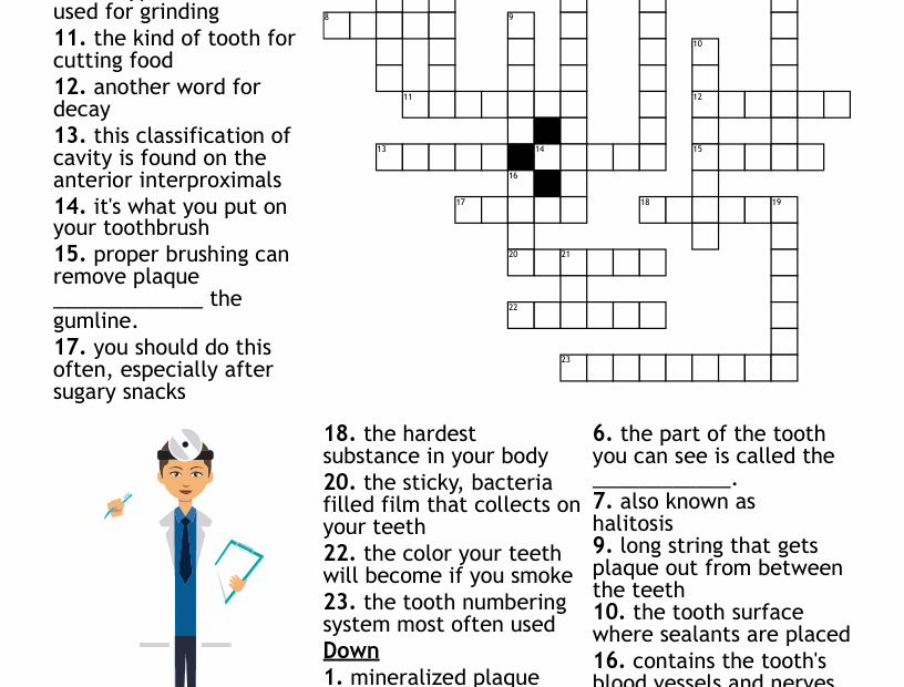 Dental Crossword Puzzle WordMint
