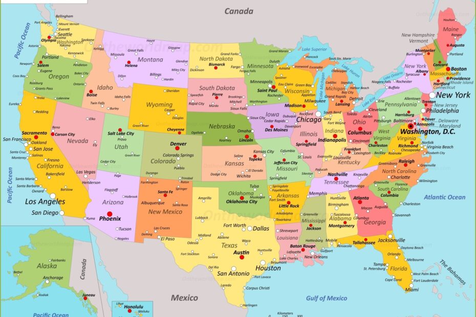 Detailed Map Of Usa With Cities Map Of Rose Bowl
