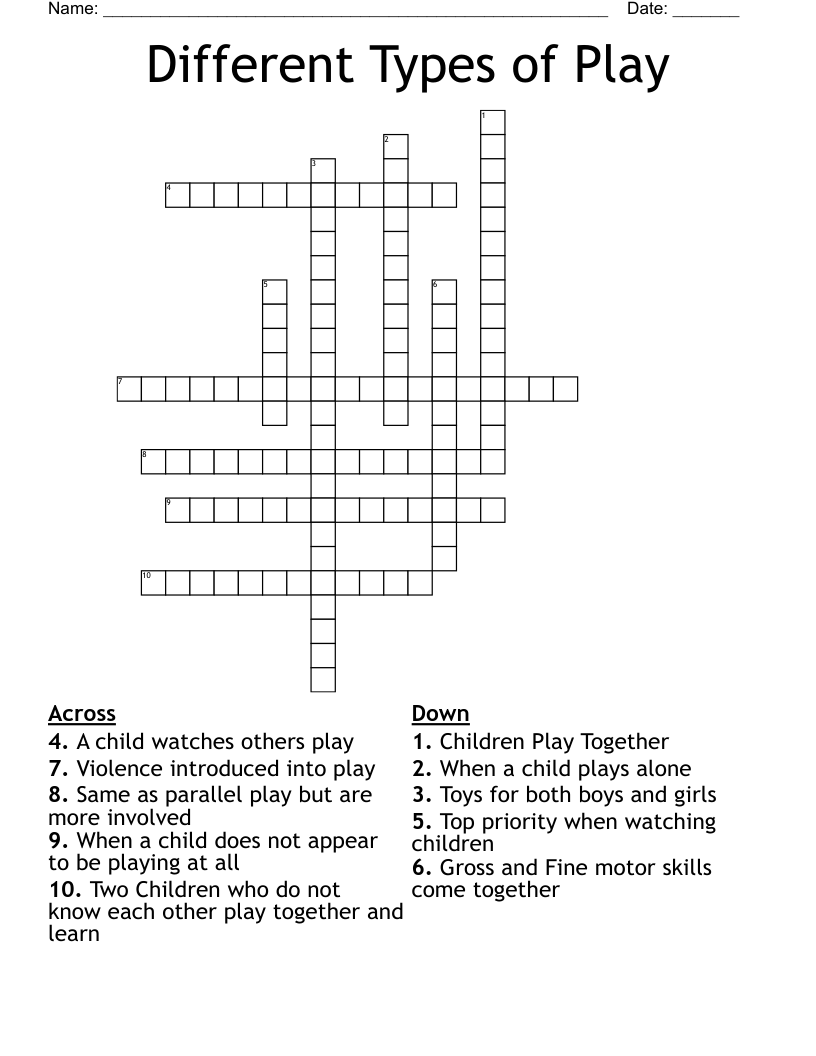 Different Types Of Play Crossword WordMint