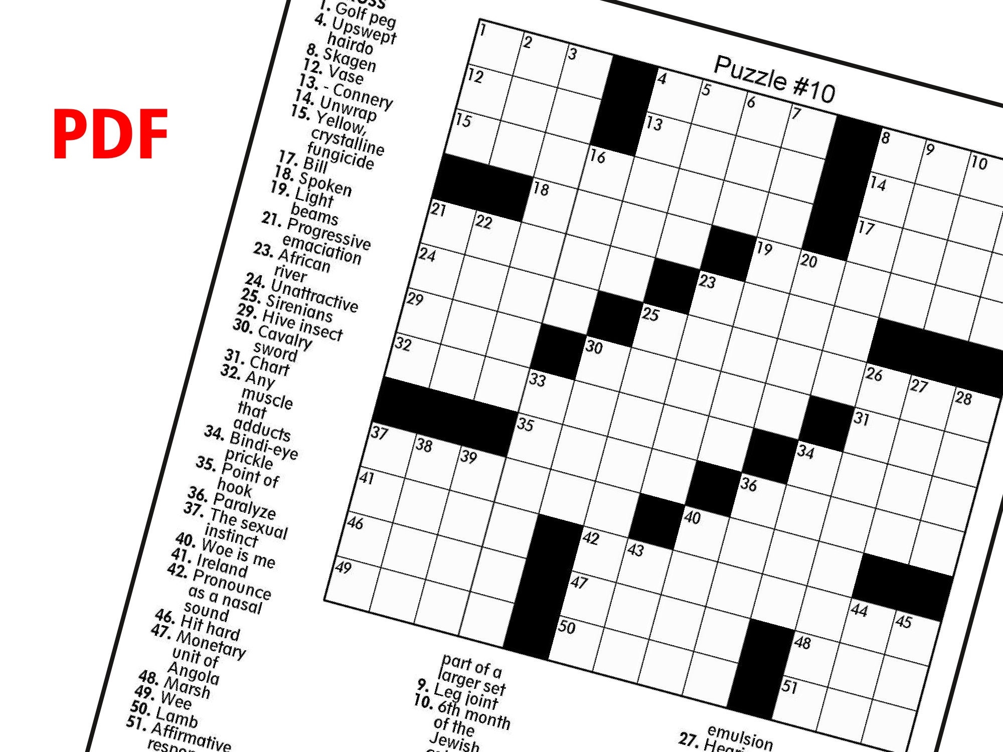 Digital Download 100 Printable Crossword Puzzles For Adults Fun 